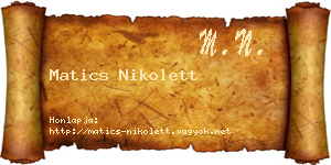 Matics Nikolett névjegykártya