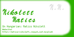 nikolett matics business card